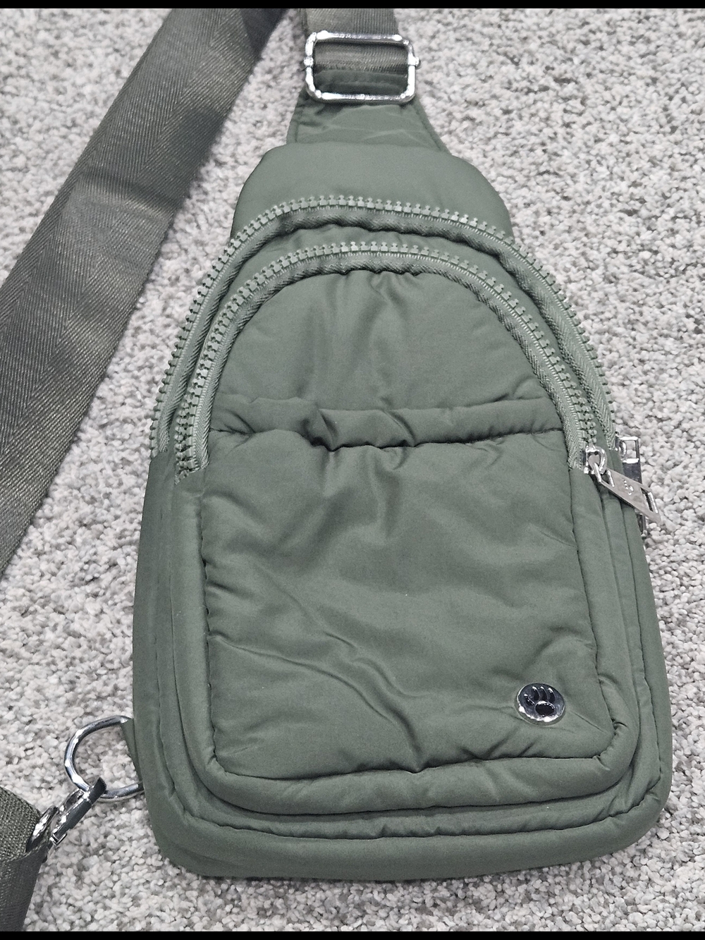 BearPaw Olive Green Padded Sling Bag